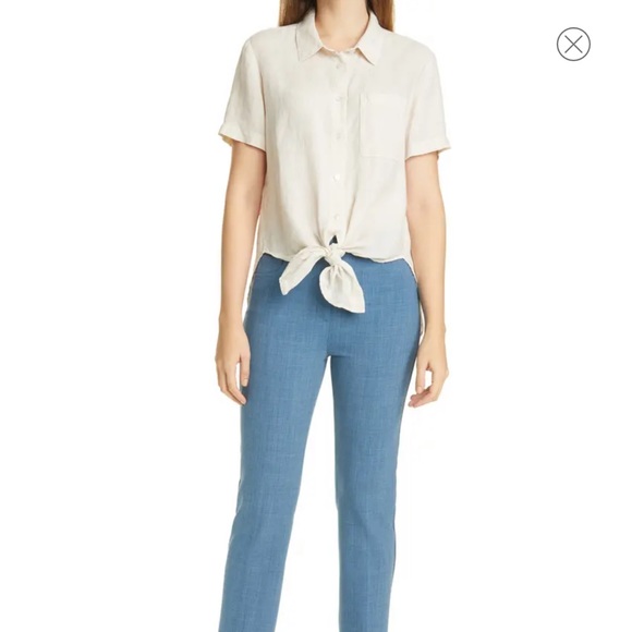 Theory linen tie front shirt. - Picture 2 of 12